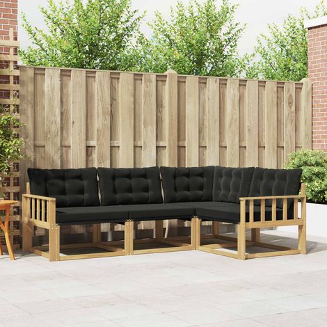 vidaXL Outdoor-Sofagarnitur mit Kissen 4 pcs Weiß und Schwarz (1/5)