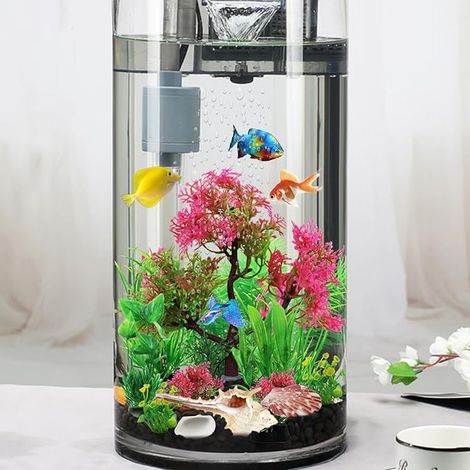 Plantes d'aquarium avec coquillages naturels, décoration de réservoir à poissons plantes artificielles colorées décor d'aquarium décorations d'aquarium pour la maison et le bureau (1/3)