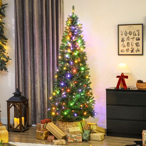 Sapin de Noël touffu réaliste avec base métallique pliable pour la intégrées blanches et colorées en 9 modes et 1273 branches ignifuges (1/4)