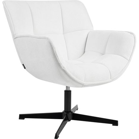 Sillón decorativo tapizado con asiento curvo estructura giratoria estilo retro blanco Auma