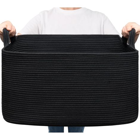 Grand panier de rangement 65 L tressé – Noir