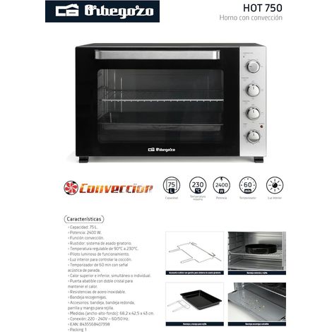 Horno sobremesa 75L ORBEGOZO HOT 750 75L Negro (1/2)
