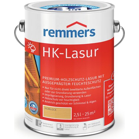 Remmers HK-Lasur 3in1 hemlock, 2,5 Liter, Holzlasur aussen, 3facher Holzschutz mit Imprägnierung + Grundierung + Lasur, Feuchtigkeit- und UV-Schutz (1/5)
