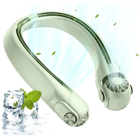Ventilador de cuello portátil y silencioso, recargable con batería de 2400 mAh, 3 velocidades, pequeño y potente ventilador USB, ideal para verano, uso en interiores, oficina, hogar, exteriores, campi (1/5)