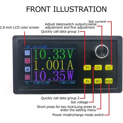 Alimentation CNC 2,8 pouces avec grand écran couleur, module d'alimentation CNC abaisseur réglable CC 5 A, tension et courant constants de 300 W, haute précision. (1/5)