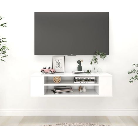 vidaXL Mobile Porta TV Sospeso Bianco 100x30x26,5 cm Legno (1/5)