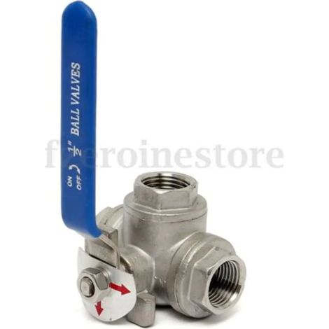 Vanne à bille 3 voies DN15 1/2" avec orifice en T, vanne à bille, vanne de dérivation, qualité industrielle (1/2)