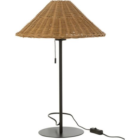 Lampe à Poser en Rotin "Preston" 50cm Naturel & Noir (1/5)
