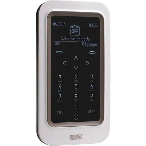 Delta Dore – Clavier à code tactile 8 zones – Écran OLED rétroéclairé – Autonomie 10 ans – Portée radio 300 m – Autoprotection ouverture