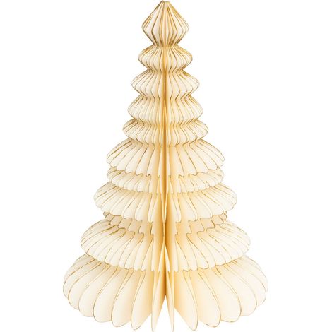 Sapin de Noël en papier plié Écru liseré Doré H 30 cm - Feeric Christmas (1/4)