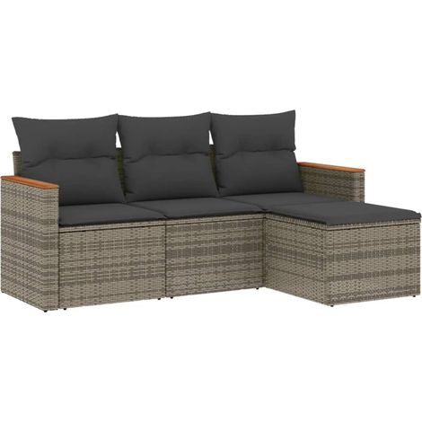 Maison Exclusive - 4-tlg. Garten-Sofagarnitur mit Kissen Grau Pol