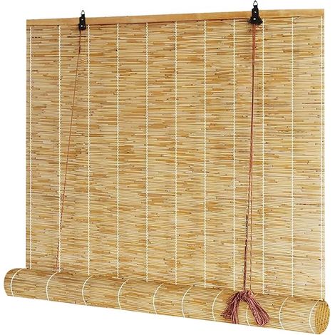 Store Bambou Enrouleur Naturel Extérieur 100x200 120x160 150x180 150x200cm Rideau De Porte Interieur Venitien Bois Anti-UV Roseau avec Levage pour Fenêtre Natural White Line -