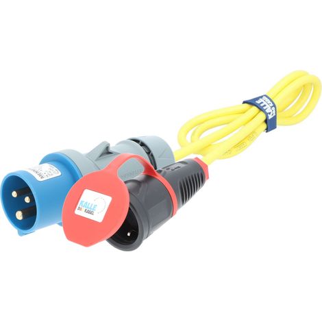 Kalle Adapterkabel CEE 230V 16A 2,5mm² auf Schuko Extreme Signal Gelb IP44 1,5 Meter