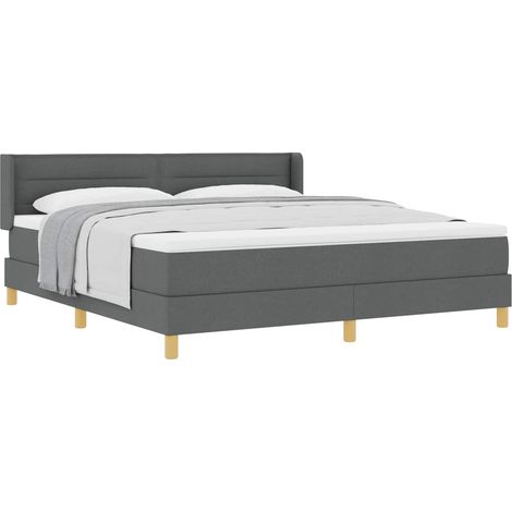 Maison Exclusive - Lit à ressorts avec matelas Gris foncé 200 x 180 cm tissu (1/5)
