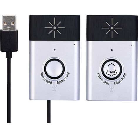 (Paquete de 2) Intercomunicador inalámbrico portátil, timbre para interiores, sistema de seguridad para el hogar, intercomunicador para interiores y exteriores. (1/5)
