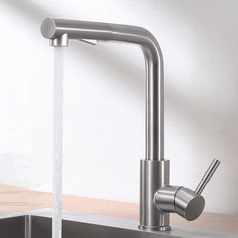 Mitigeur de Cuisine Pivotant à 360 ° avec Douchette Extractible, Robinet de Cuisine 2 Modes de Pulvérisation, Mitigeur évier de Cuisine en Acier Inoxydable,Froide / Chaud Disponible (1/5)