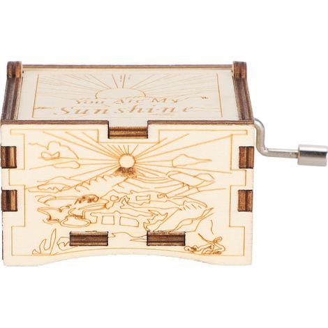Boîte à musique vintage en bois à manivelle - Idée cadeau anniversaire Noël fêtes artisanat musical (1/5)