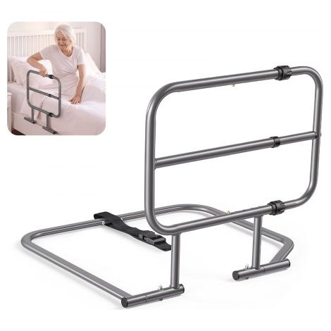 Barrière Lit Adulte Charge 90,7 kg Barre d'Appui de Lit Latérale pour Lits King,Queen,Doubles,Simples,Aide à se Relever Personnes Âgées,en Acier au Carbone,Longueur de Poignée Réglable (1/3)