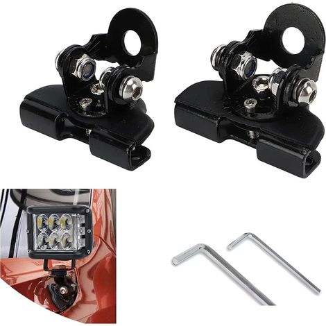 Set di 2 staffe di montaggio per barra luminosa a LED, staffa regolabile per faro da lavoro a LED sul cofano, accessori fuoristrada, staffe per faro da disimpegno per camion fuoristrada (nero)