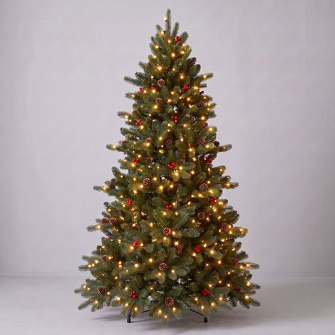 Árbol de Navidad LED 240cm con Piñas y Bolitas Rojas (1/2)