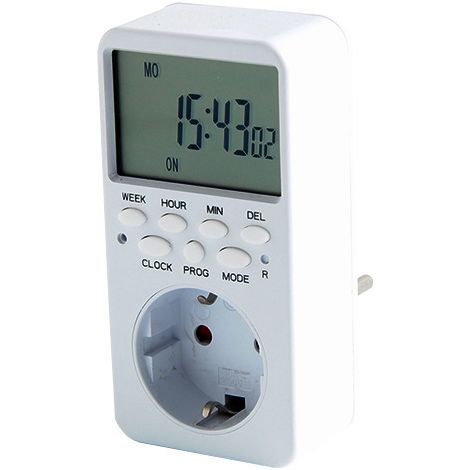 Digital programmable outlet, weekly timer for electrical outlets with 20 programs, 24-hour timer with LCD screen, energy saving for the home - AquaForge (1/4)