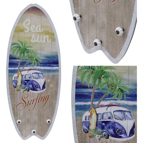 Melko Plankenschild Surfboard 100 cm mit Kleiderhaken Holzbild Surfbrett Wandbild Surfing (1/4)