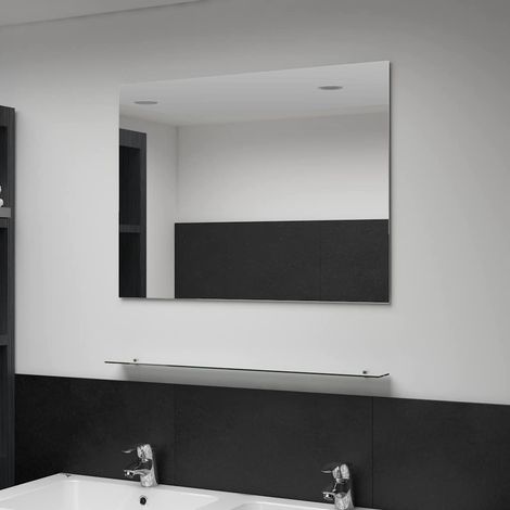 vidaXL Espejo de pared con estante de vidrio templado 80x60 cm (1/5)