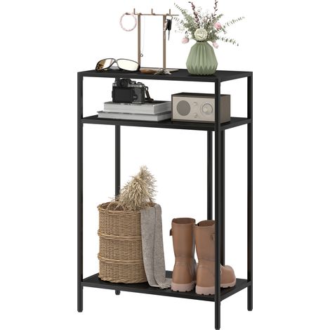 HOMCOM Console con Ripiani a 3 Livelli, 55 cm, Nero