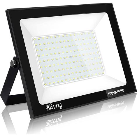Projecteur LED Exterieur - 100 W - 10000 LM - IP66 - Blanc Chaud - Pour Jardin Garage Patio Cour - 1 Pièce
