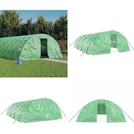 Serra con Telaio in Acciaio Verde 40 m² 8x5x2,3 m - Serra verde - Serra per piante