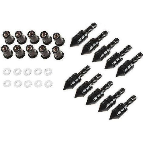 Kit de 10 vis, écrous et rondelles pour pare-brise de moto - Pièces de montage et de modification - Livraison directe - Noir (1/5)