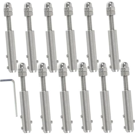 [NIEMALS VERWENDET] Drahtseilklemme für 4-mm-Drahtseil – 12 Stück und L-Schlüssel – Kabelspanner