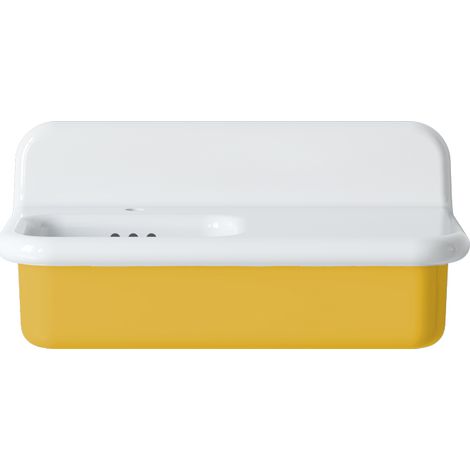 Lavabo rétro asymétrique en céramique 80 cm - True Colors Lite - Jaune Soleil (1/4)