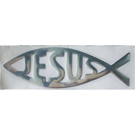 Jesus-Fisch-3D-Autoaufkleber, Emblem, wasserfester Aufkleber, christlicher Aufkleber – Gut-Silver (1/5)