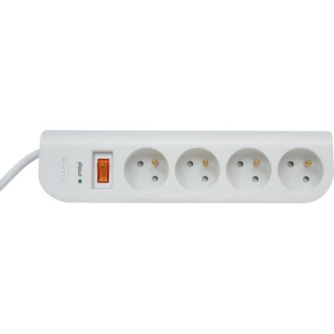 Debflex 722490 - Multipresa elettrica con protezione da sovratensioni, 4 prese 16 A, colore: bianco