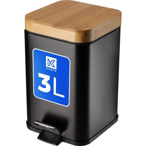 Poubelle, Matériau en Bambou, Hauteur de 25 cm, Capacité de 3 Litres, Design à Pédale, Utilisation Polyvalente (1/5)