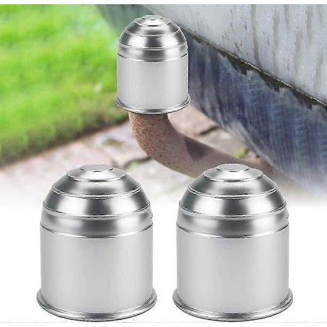Un ensemble de deux cache-boules d'attelage universels argentés de 50 mm, compatibles avec les remorques, les camions ou les camping-cars. (1/5)