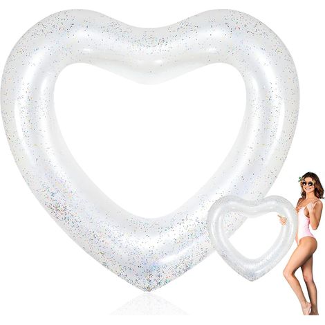 Bouée gonflable cœur 120 cm, matelas de piscine pour fête, adultes (1/5)