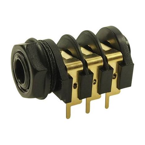 Jack 6.35 mm embase femelle horizontale Cliff CL12327 Nombre de pôles: 3 stéréo noir 1 pc(s) (1/2)