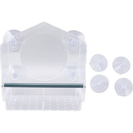 Robustes, transparentes Acryl-Fenster-Vogelhaus mit 4 Saugnäpfen (1/5)