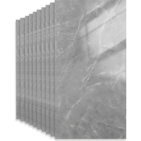 Lot de 10 autocollants pour carrelage de cuisine et armoires de salle de bain, imperméables, 60 x 30 cm, aspect marbre (1/5)