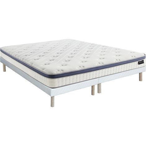 Ensemble 180 x 200 cm sommier tapissier + matelas hybride ressorts ensachés 7 zones mémoire de forme et latex ép.25cm - MALAO de PALACIO (1/5)
