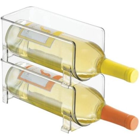 Range-Bouteilles (Lot de 2) – casier à Bouteilles empilable en Plastique pour Bouteilles de vin, Sodas ou Autres Boissons – étagère à vin Moderne pour 1 Bouteille – Transparent (1/4)