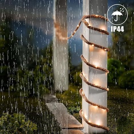 Hemp Rope LED String Lights 50 LEDs 4 m Long Plug Jute Cord Warm White Color Garden Decoration Indoor Lighting Christmas Decoration (1/4)