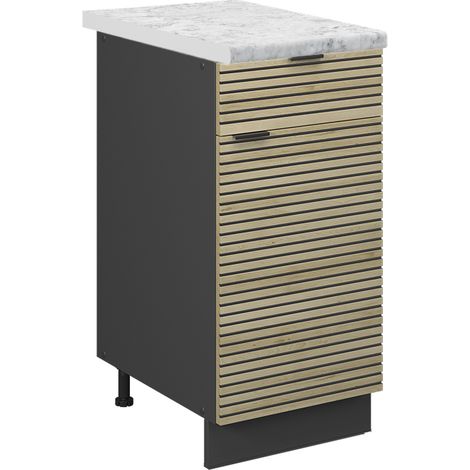 Küchenunterschrank Fame-Line, Eiche Paneel, 40 cm , AP Marmor, Vicco
