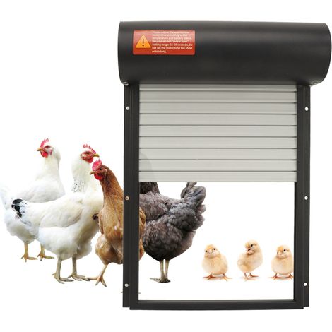 Porte de poulailler à enroulement métallique programmable à énergie solaire, réglage de l'heure, équipement de sécurité agricole, noire. (1/5)