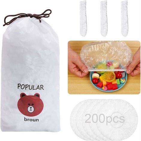 Sac De Conservation Alimentaire - Hermétique Réutilisable Avec Bord Élastique - Pour Cuisine Pique-Nique Réfrigérateur Congélateur - 200 Pièces (1/5)