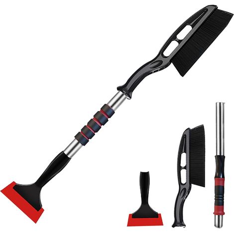 Car ice scraper with brush, 2-in-1 car snow brush, sturdy telescopic car windshield scraper 88cm long with ergonomic foam handle, snow brush ice scraper, car snow brush for trucks, cars, SUVs (1/5)