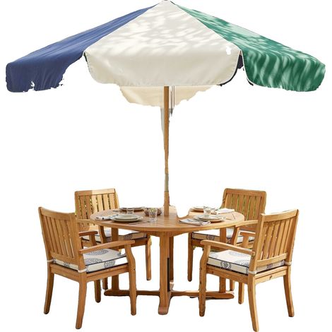 Sombrilla de exterior, toldo bicolor, protección UV, verde. (1/5)