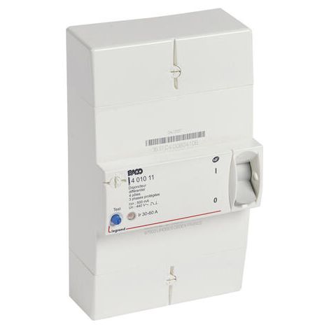 Legrand – Disjoncteur tétrapolaire différentiel 500mA instantané – 60A – Type AC – Protection IP40 – Montage encastré – Fréquence 50Hz